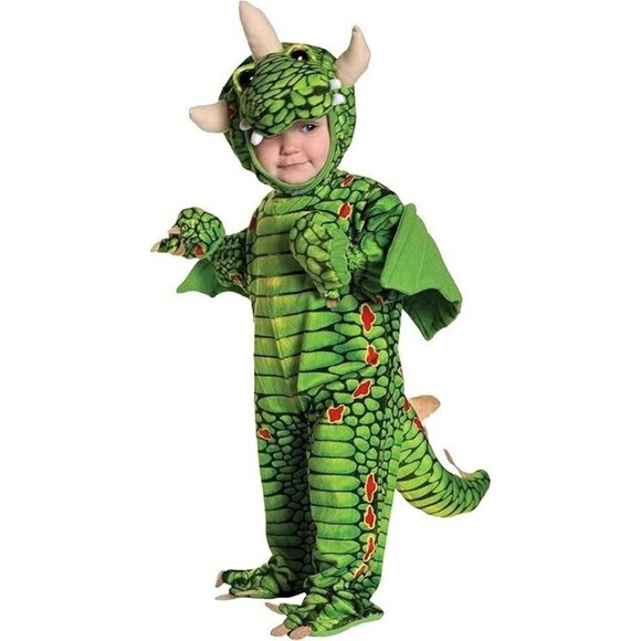Underwraps Dragon Infant Halloween Costume Size 6-12 Months Plush Jumpsuit Hood - Picture 1 of 10